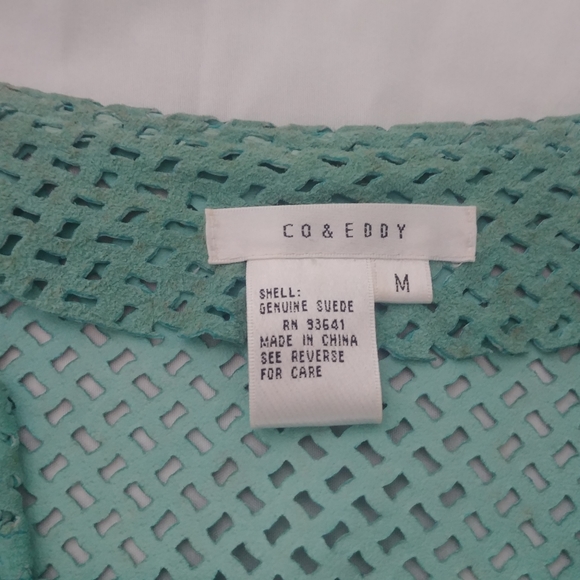 Vintage Suede Jacket perforated (like laser cut) w/ hook & eye closure, unique - Picture 12 of 12